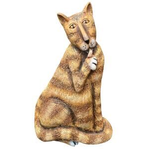 Marsha McCarthy Tabby Cat Figurine Orange and Tan Signed